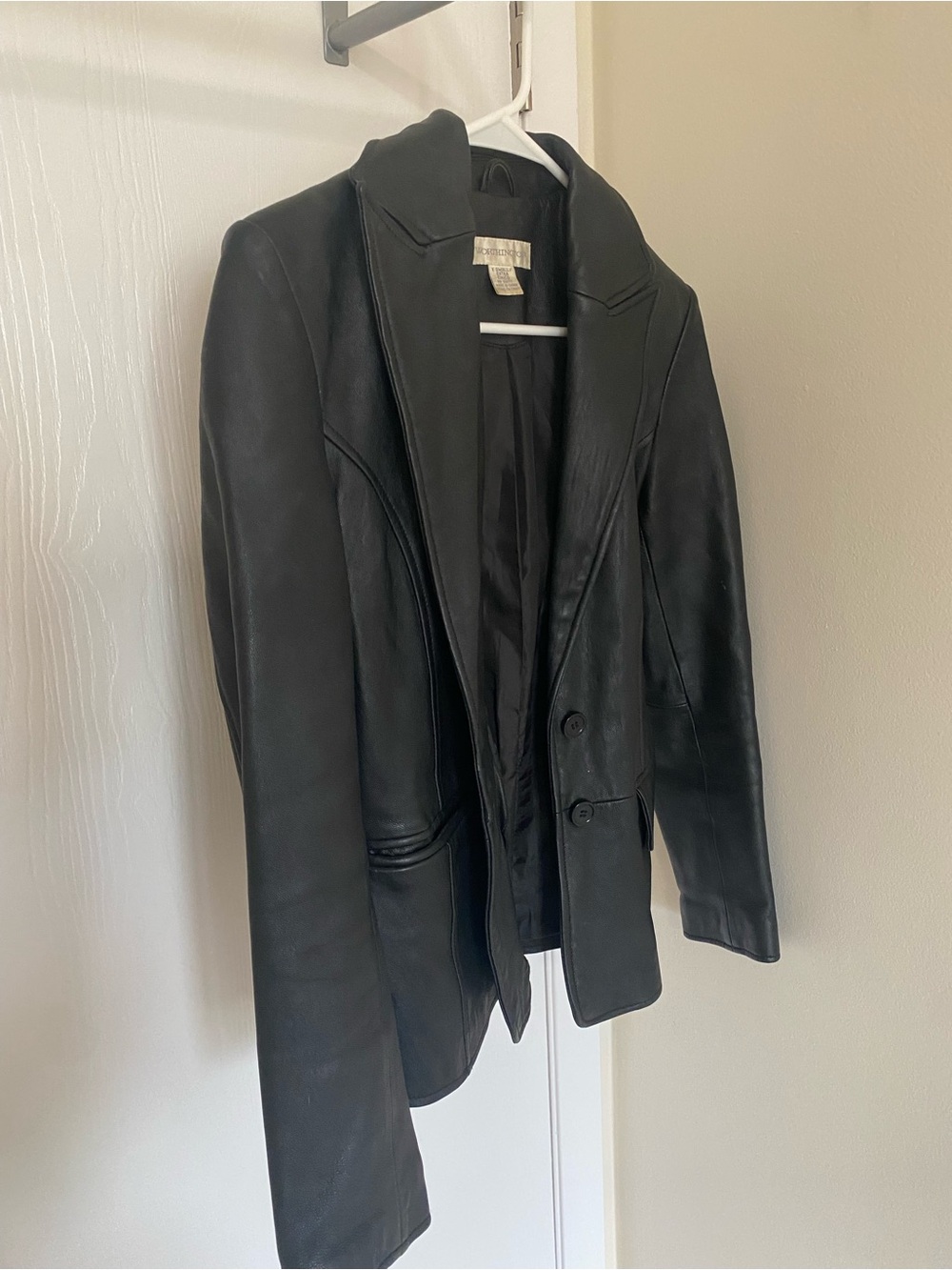 Worthington Black Leather Blazer Jacket with Notch Collar